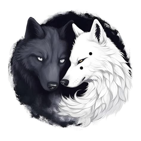 Premium AI Image | A white wolf and a white wolf are next to each other.