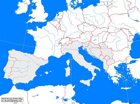 South Europe Outline Map - A Learning Family