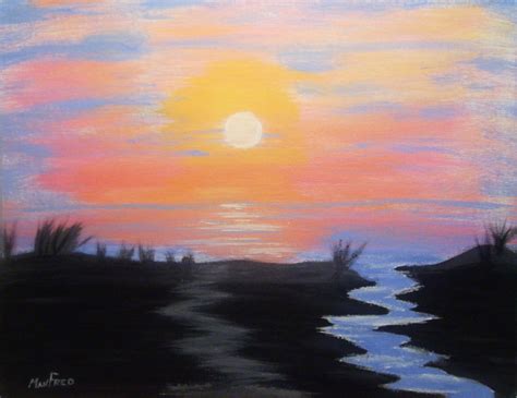 Sunrise Acrylic Painting at PaintingValley.com | Explore collection of ...