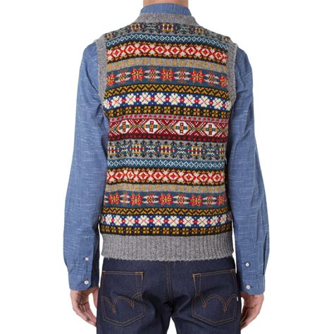 Jamieson's of Shetland Jacquard Fair Isle Vest Grey & Multi | END. (US)