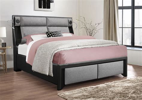 Global G9652 Black/Gray Queen Size Bed 9652/pisa | Black upholstered ...