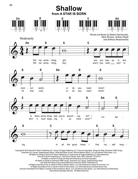 Download and Print Shallow (from A Star Is Born) sheet music for Super ...