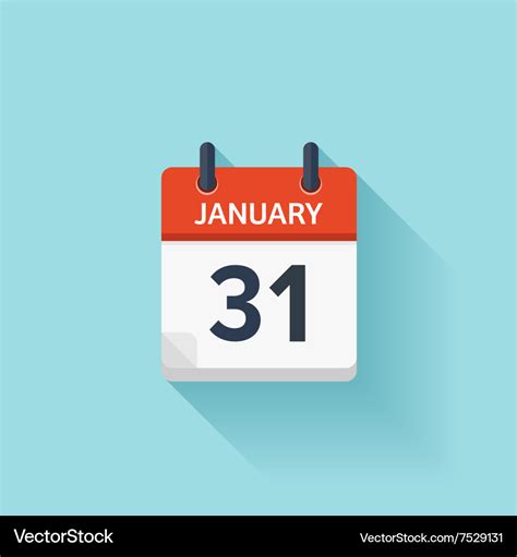 January 31 flat daily calendar icon date Vector Image