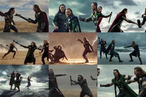 loki and thor in a gunfight, photo cinematography | Stable Diffusion ...