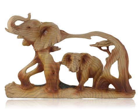 Elephant in Elephant Faux Wood Carving by Unison Gifts | The Black Art ...