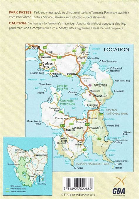 Tasman National Park Map - Tasmap Topographical Hiking Maps