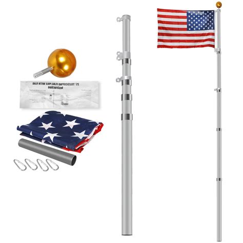 16ft 20ft 25ft Aluminum Telescopic flagpole Kit Outdoor