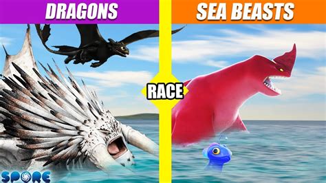 How To Train Your Dragon vs Sea Beast Race | SPORE - YouTube