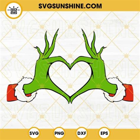 Grinch Heart Hands SVG, Grinch Hand SVG Cricut File Vector File