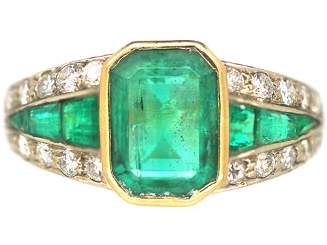 Retro 18ct Gold Emerald & Diamond Ring (414P) | The Antique Jewellery ...