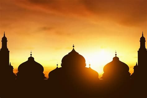 Premium Photo | Silhouette of mosque at sunset