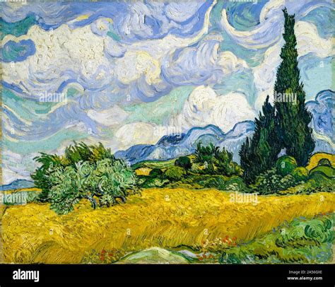 Vincent van Gogh, landscape painting, Wheat Field with Cypresses, 1889 ...