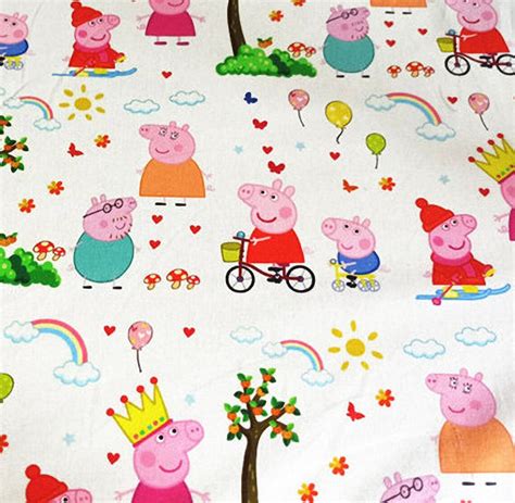 Peppa Pig Fabric 100% Cotton Fabric Peppa Pig Fabric Face | Etsy