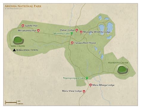 Arusha NP Map – Detailed map of Arusha National Park