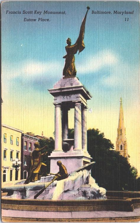 USA Francis Scott Key Monument Baltimore Maryland Linen Postcard 05.42 ...