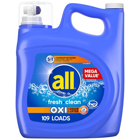 all Liquid Laundry Detergent, Fresh Clean Oxi plus Odor Lifter, 195 fl ...