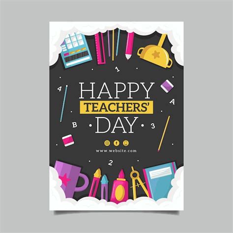 Free Vector | Flat teachers' day vertical poster template