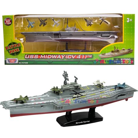 Buy Motormax USS Midway 9 inch Aircraft Carrier with 5 Diecast ...