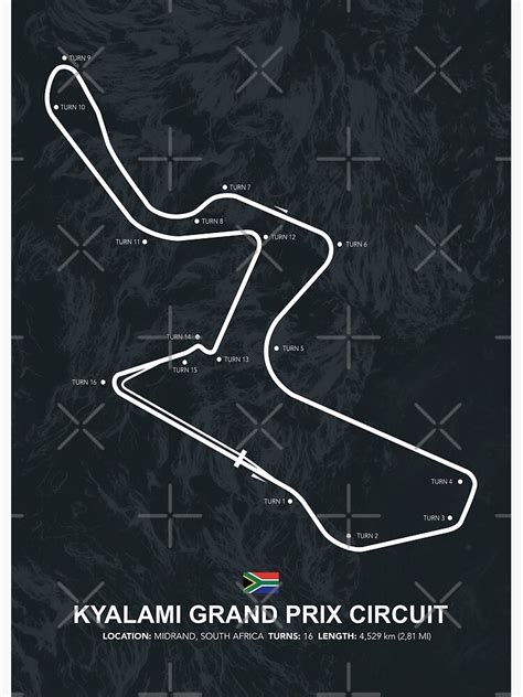 "Kyalami Grand Prix Circuit - Racetrack Map" Poster for Sale by ...