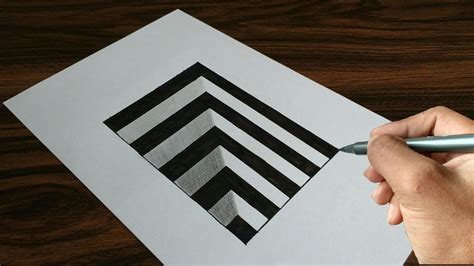 Very Easy Drawing 3D Hole On Paper - YouTube