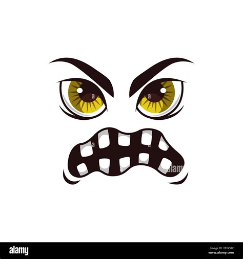 Monster face cartoon vector icon, creepy ghost creature, emotion with ...