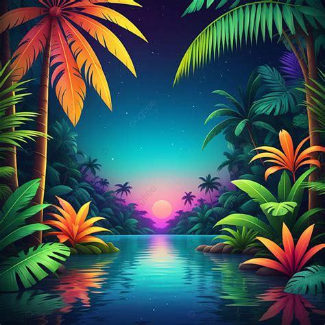 Colorful Night Jungle Background, Wallpapers, Backdrop, Design ...