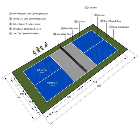 MODUTILE 26ft x 52ft Outdoor Pickleball Court Flooring Lines and Edges ...