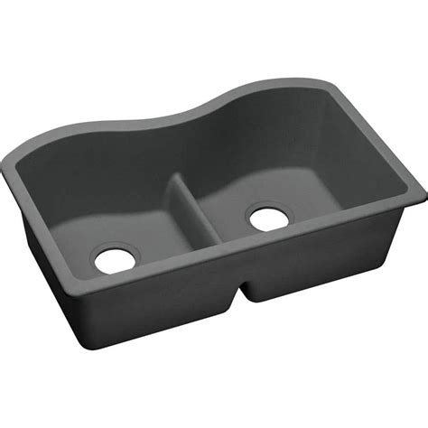 Elkay Quartz Classic Undermount 33 in. Double Bowl Kitchen Sink in Dusk ...