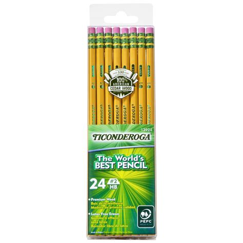 Ticonderoga Premium Wood Pencils, Unsharpened #2 Lead, Yellow, 24 Count ...