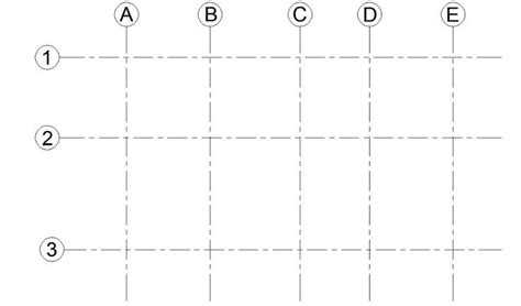 Grid lines and naming of horizontal and vertical axes in a technical ...