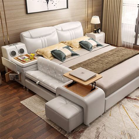 Leather bed tatami bed modern leather bed double bed 1 8 m ...