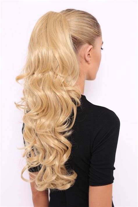 Long Blonde Curly Glam Ponytail, Best Wigs Online Sale - Rewigs.com