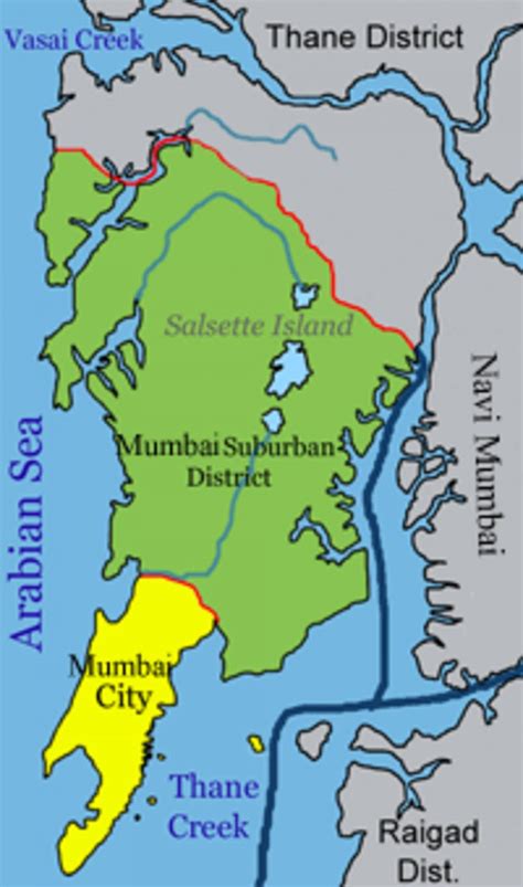 Map of Mumbai - Bombay neighborhood: surrounding area and suburbs of ...