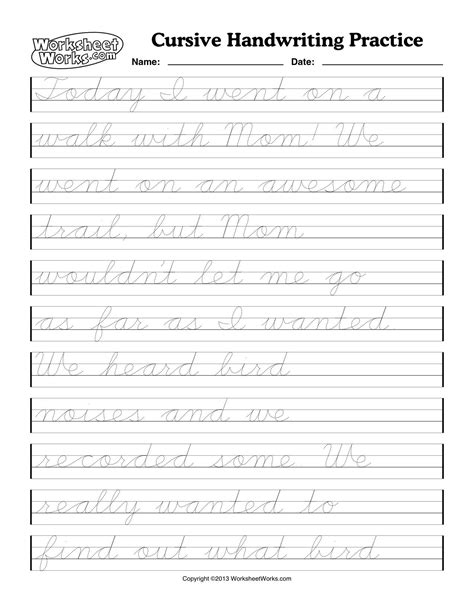 Free Printable Cursive Writing Worksheets