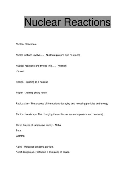 Nuclear Reactions - Browsegrades