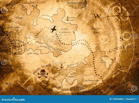 Treasure hunt map stock illustration. Illustration of adventure - 133944081