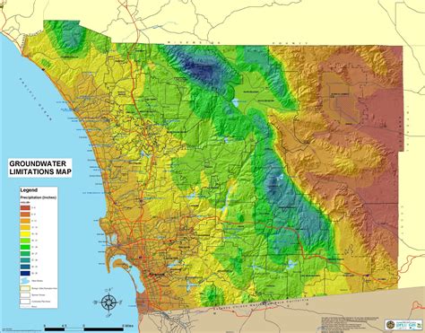 Rainfall in the greater San Diego County area (zip code, average ...