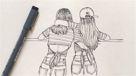 How to Draw Best Friends Easy | Step by ... | Best friend drawings ...