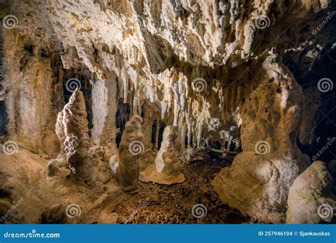 Stalactites And Stalagmites Dripstone In Demanovska Cave Of Liberty ...