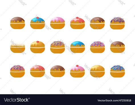 Hanukkah sufganiyah set Royalty Free Vector Image