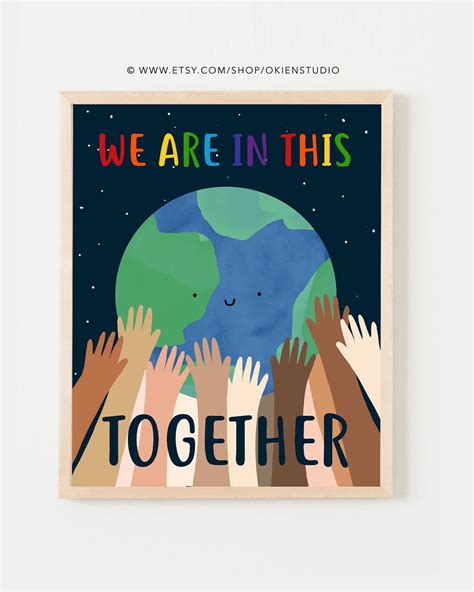 Printable Together Diversity Poster Earth Hands Print | Etsy in 2022 ...