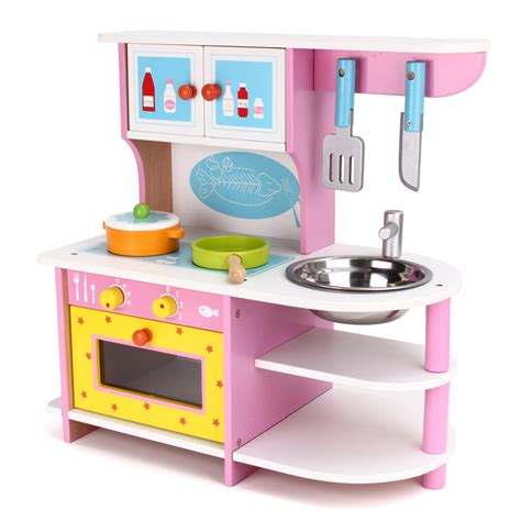 Moaere Wooden Play Kitchen Toy with Wood Kitchen Play Set Accessories ...