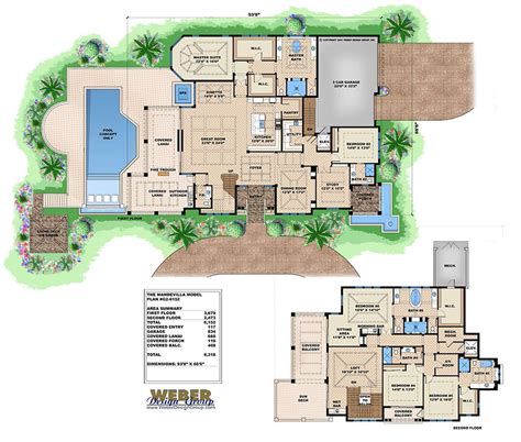 Caribbean House Plan: Contemporary Luxury Beach Home Floor Plan ...