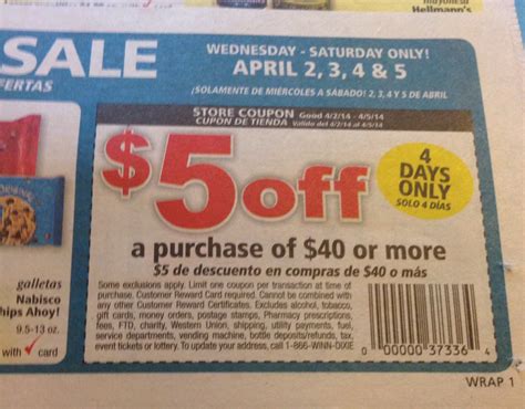 $5 off $40 Winn Dixie Coupon in Ad - Who Said Nothing in Life is Free?