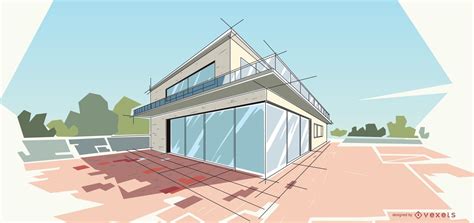 Architecture Modern House Illustration Vector Download