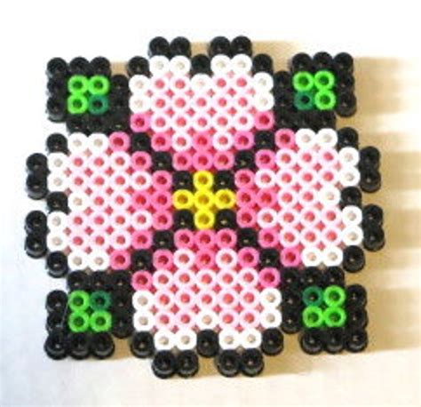 Perler Beads Flower Coaster Magnet or Keychain - Etsy