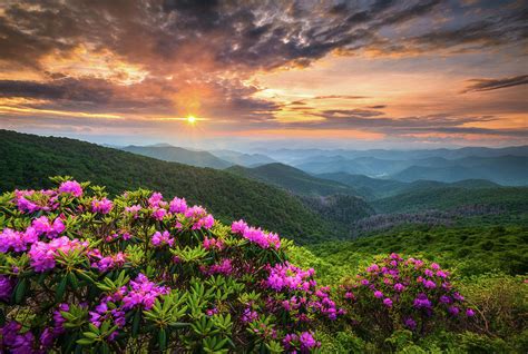 North Carolina Appalachian Mountains Blue Ridge Parkway Sunset ...