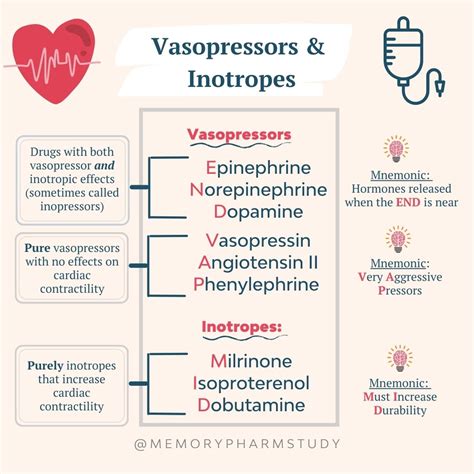 Vasopressors and Inotropes⁠ - Memory Pharm