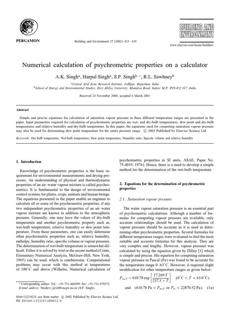 Psychrometric | PDF | Humidity | Thermodynamic Properties