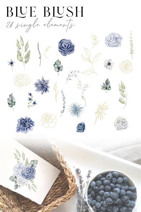 Dusty Blue Clipart Dusty Blue Watercolor Flower Bouquet Blue - Etsy